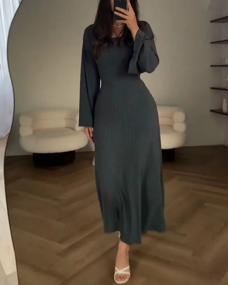 Sophia | Ribbed Long Sleeve Maxi Dress