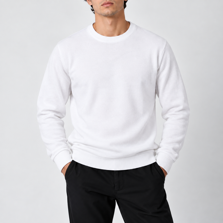 Men's Lightweight Crew Neck Jumper in Textured Knit