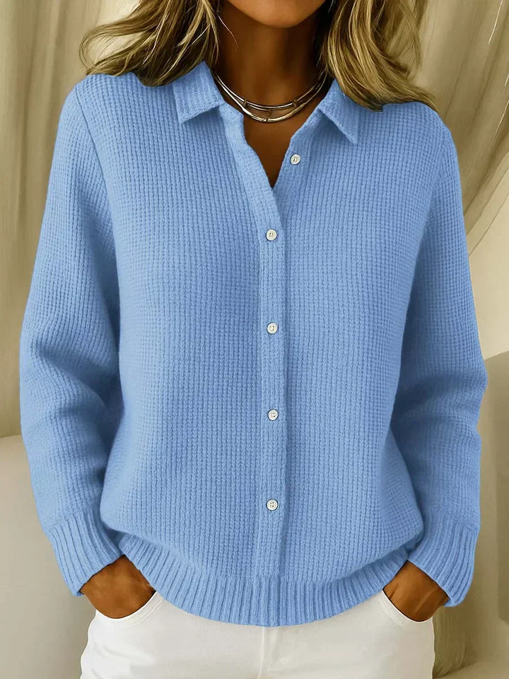 Hazel | Textured Collared Knit Cardigan