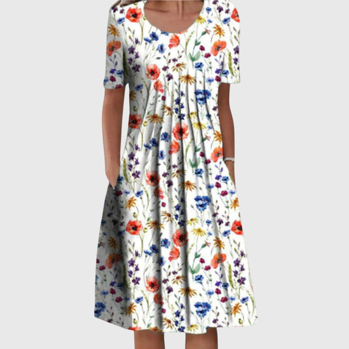 Women's Floral Midi Dress with Side Pockets