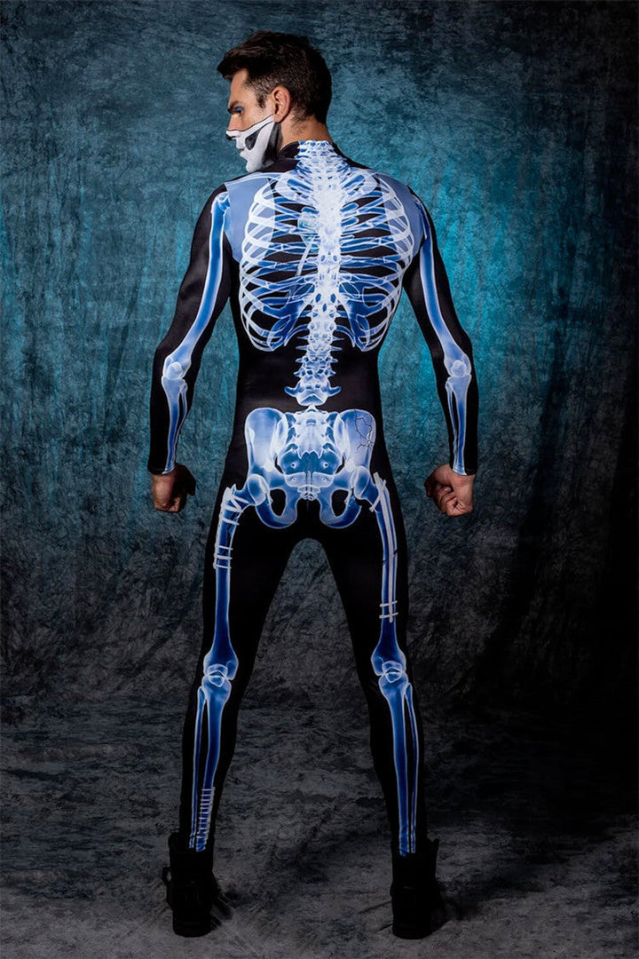 Men's Skeleton Halloween Costume Jumpsuit with Long Sleeves