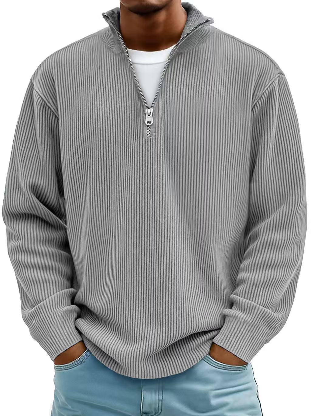 Men's Ribbed Quarter Zip Sweatshirt