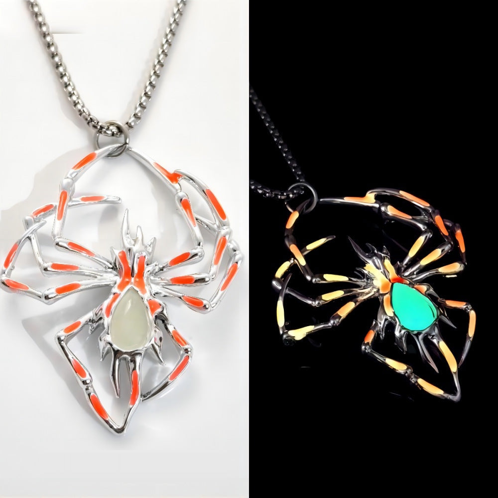 Glow in the Dark Halloween Spider Necklace