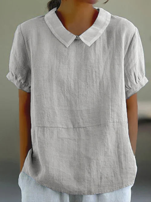 Women's Linen Peter Pan Collar Top