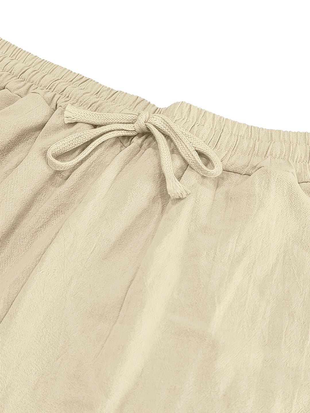 Men's Crinkled Linen Wide-Leg Drawstring Pants