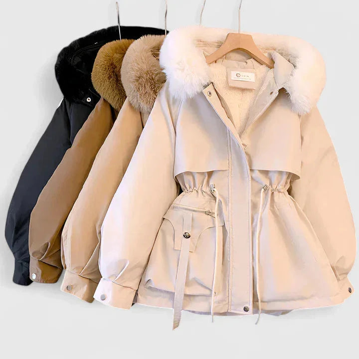 Women's Padded Parka Jacket with Faux Fur Hood