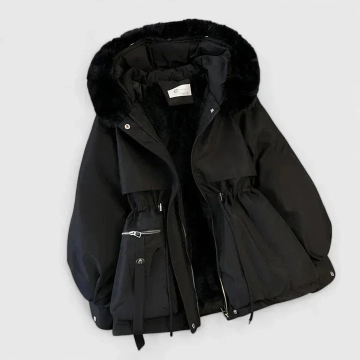 Women's Padded Parka Jacket with Faux Fur Hood
