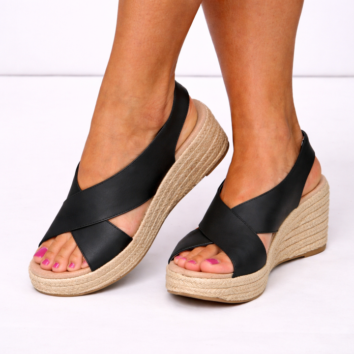 Ruby | Cross Strap Platform Wedge Sandals