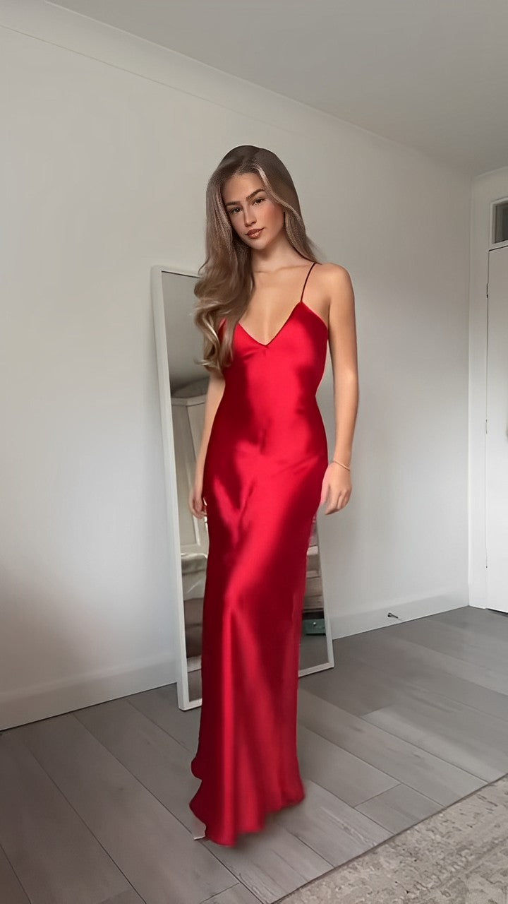Scarlett | Satin Cowl Neck Maxi Dress