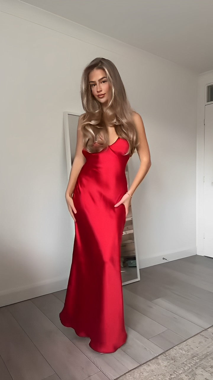 Scarlett | Satin Cowl Neck Maxi Dress