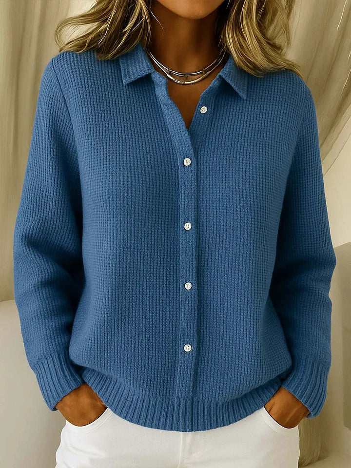 Hazel | Textured Collared Knit Cardigan