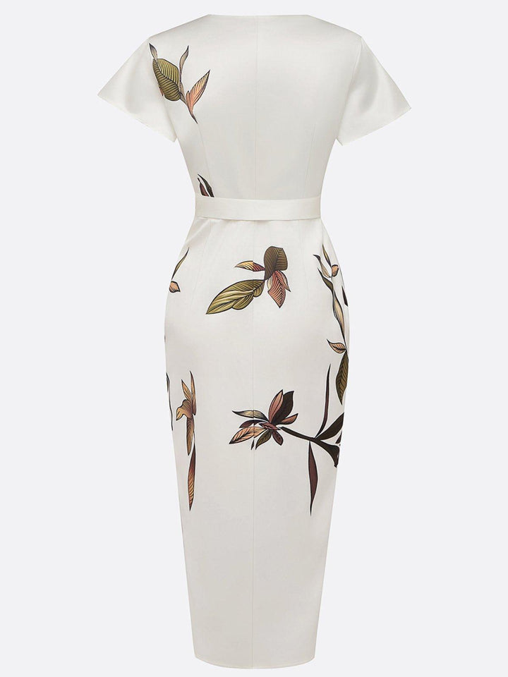 Women's Floral Maxi Wrap Dress with Tie Waist