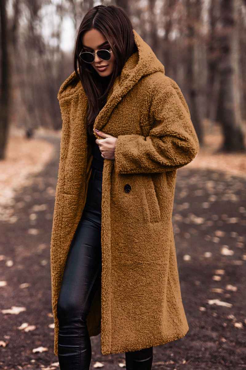 Women's Oversized Wool Teddy Coat with Hood