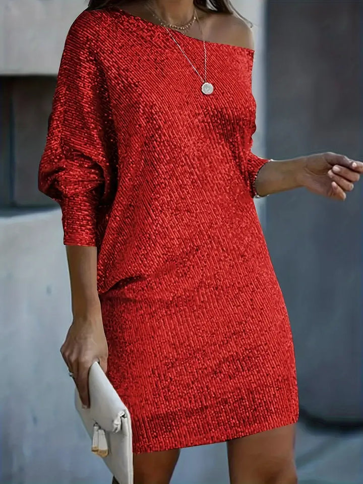 Nina | Glamorous Off-Shoulder Sequin Mini Cocktail Dress