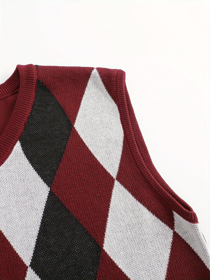 Men's Argyle Knit Sweater Vest