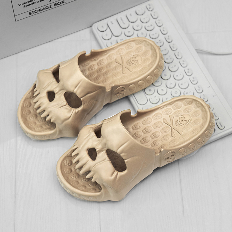Women's Skull Face Halloween Slippers with Novelty Design