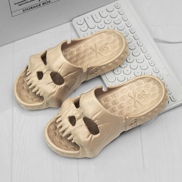 Women's Skull Face Halloween Slippers with Novelty Design