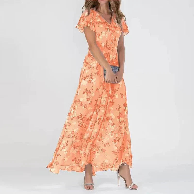Clara | Floral Chiffon Occasion Maxi Dress