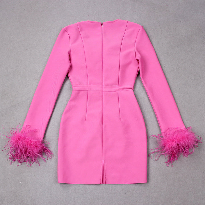 Daphne | Feather Cuff Cocktail Mini Dress