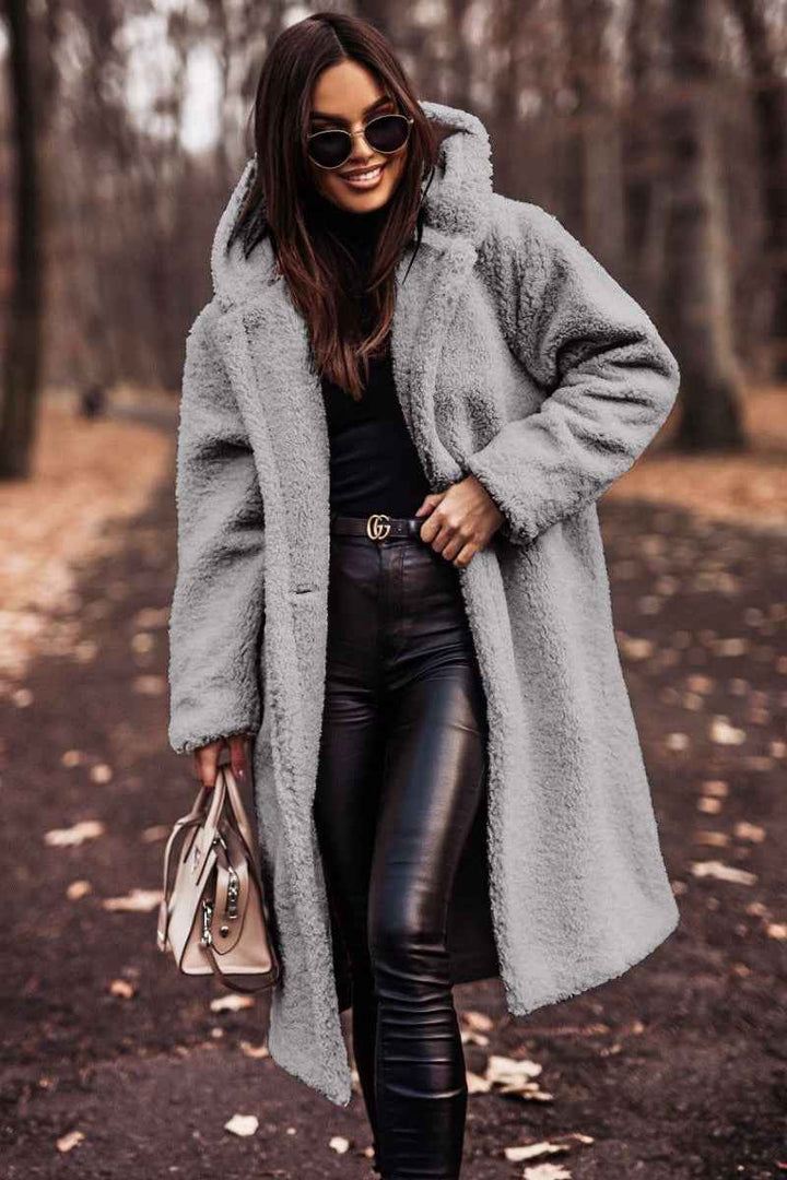 Women's Oversized Wool Teddy Coat with Hood