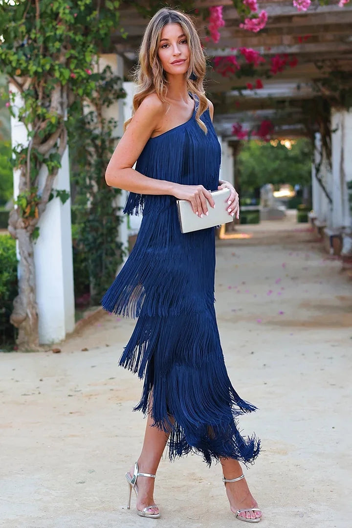 Vivienne | Formal Fringe Layered Maxi Dress