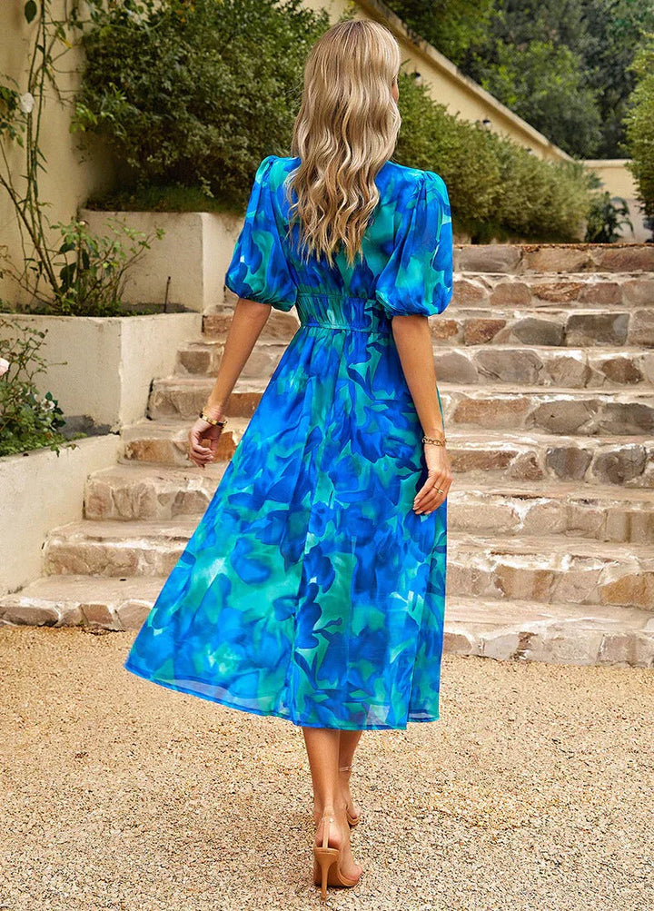 Dahlia | Floral V Neck Occasion Midi Dress