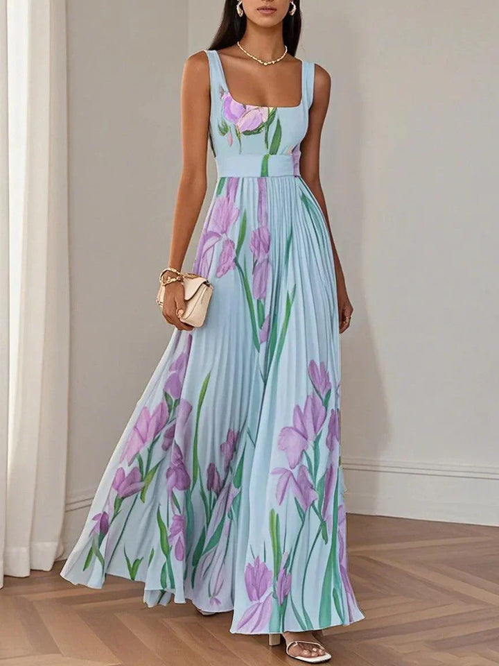 Elise | Floral Pleated Occasion Maxi Dress