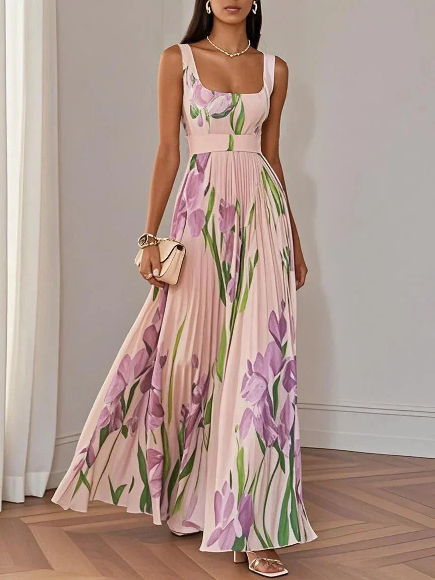 Elise | Floral Pleated Occasion Maxi Dress