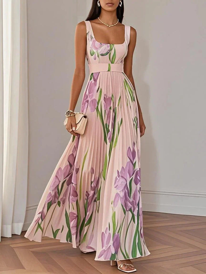 Elise | Floral Pleated Occasion Maxi Dress