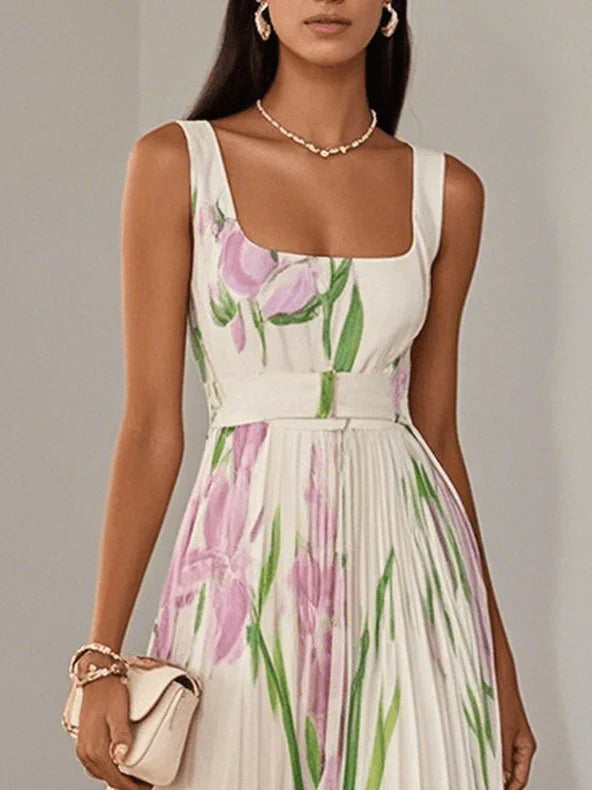 Elise | Floral Pleated Occasion Maxi Dress