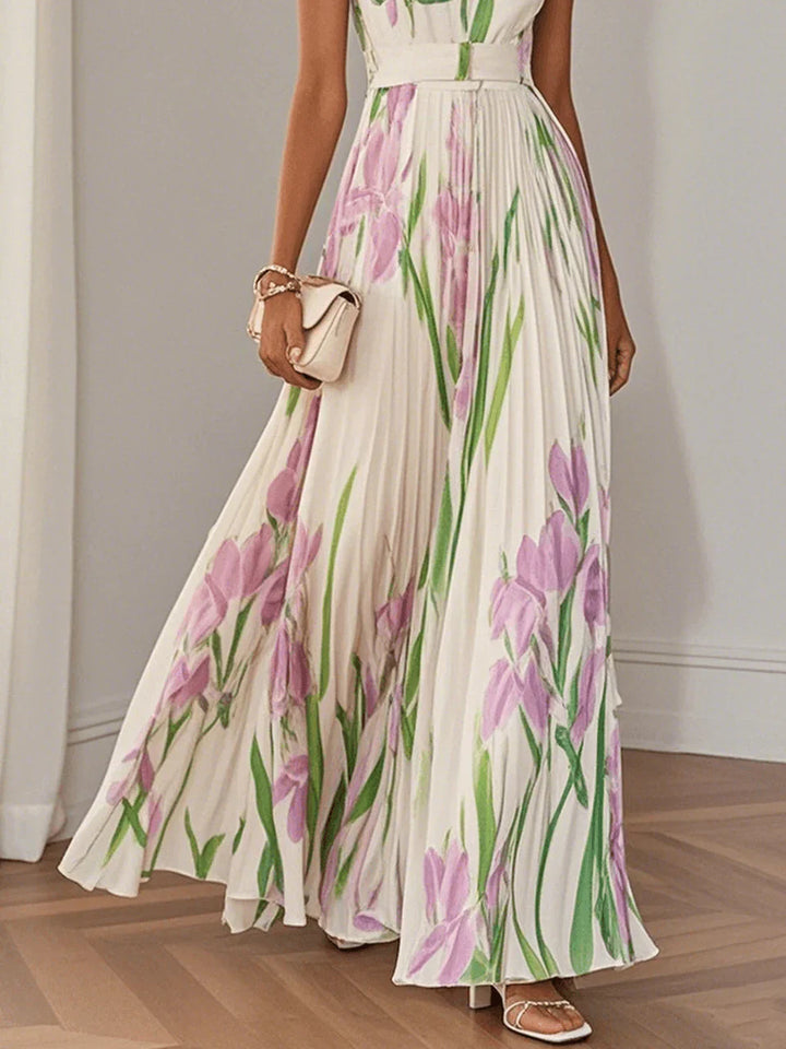 Elise | Floral Pleated Occasion Maxi Dress