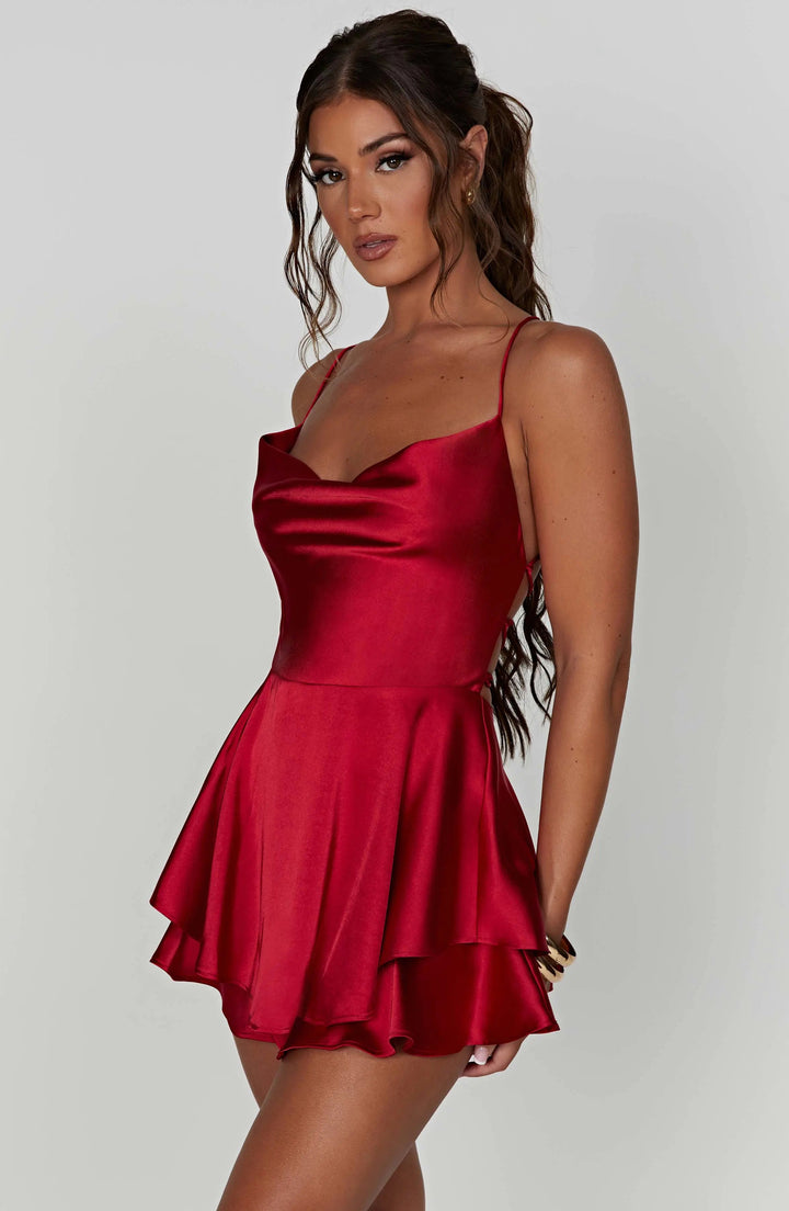 Elena | Satin Cowl Neck Mini Dress