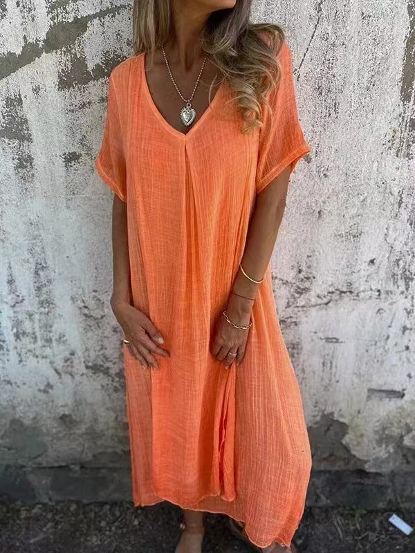 Amelia | Relaxed V Neck Midi Cocktail Dress