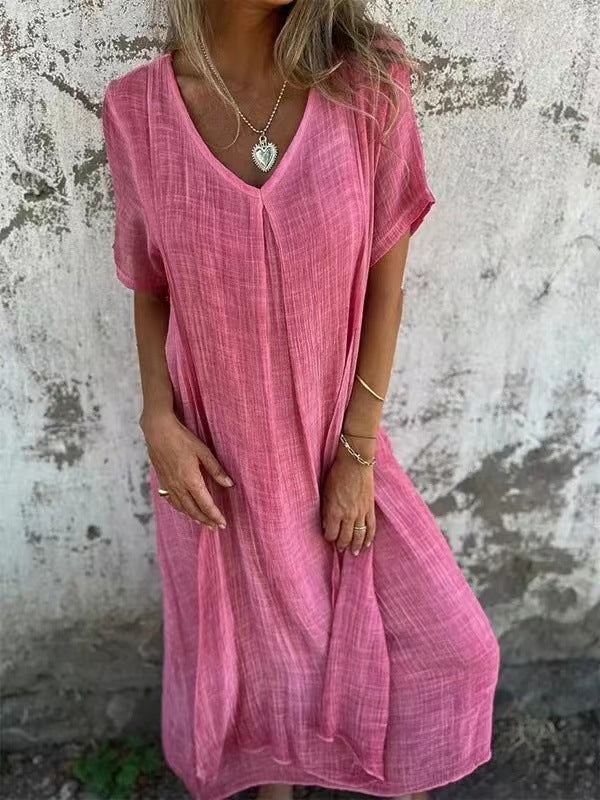 Amelia | Relaxed V Neck Midi Cocktail Dress