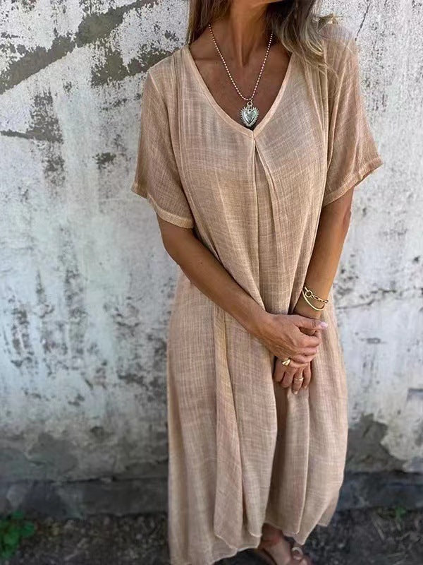 Amelia | Relaxed V Neck Midi Cocktail Dress