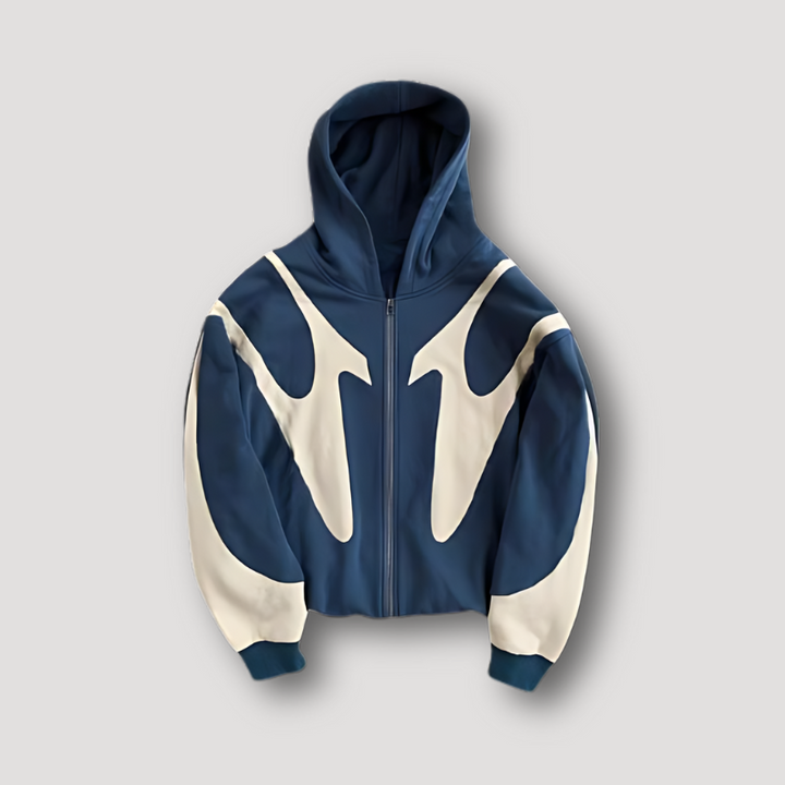 Men's Zip Up Hoodie with Contrast Graphic Panels