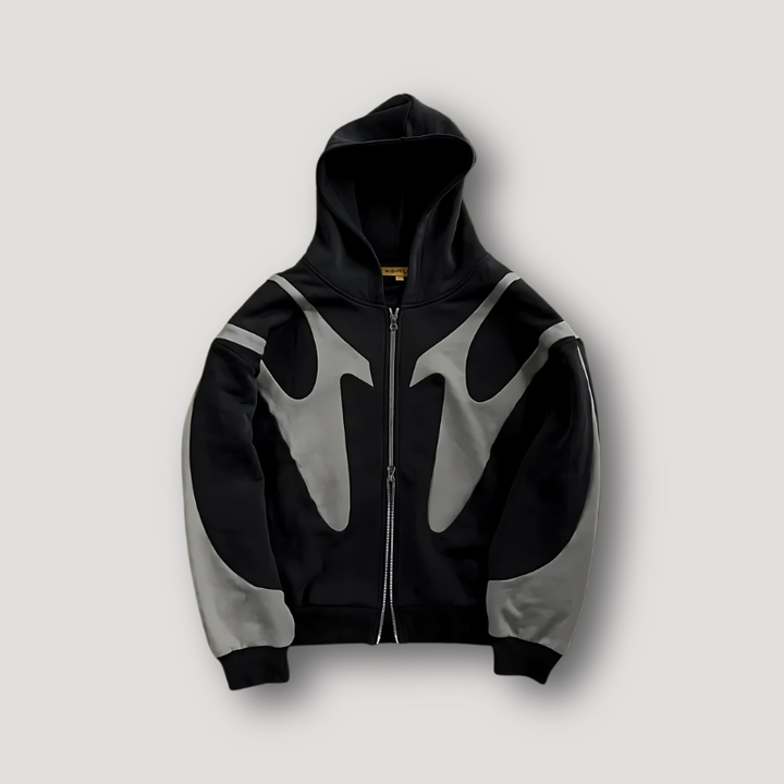 Men's Zip Up Hoodie with Contrast Graphic Panels