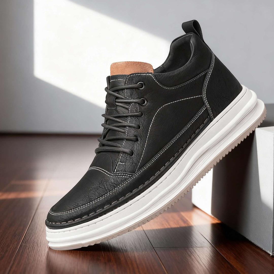 Men's Textured Lace-Up Sneakers with Padded Ankle Support