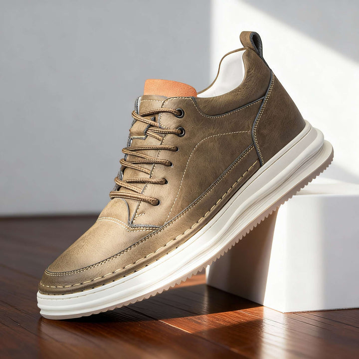 Men's Textured Lace-Up Sneakers with Padded Ankle Support