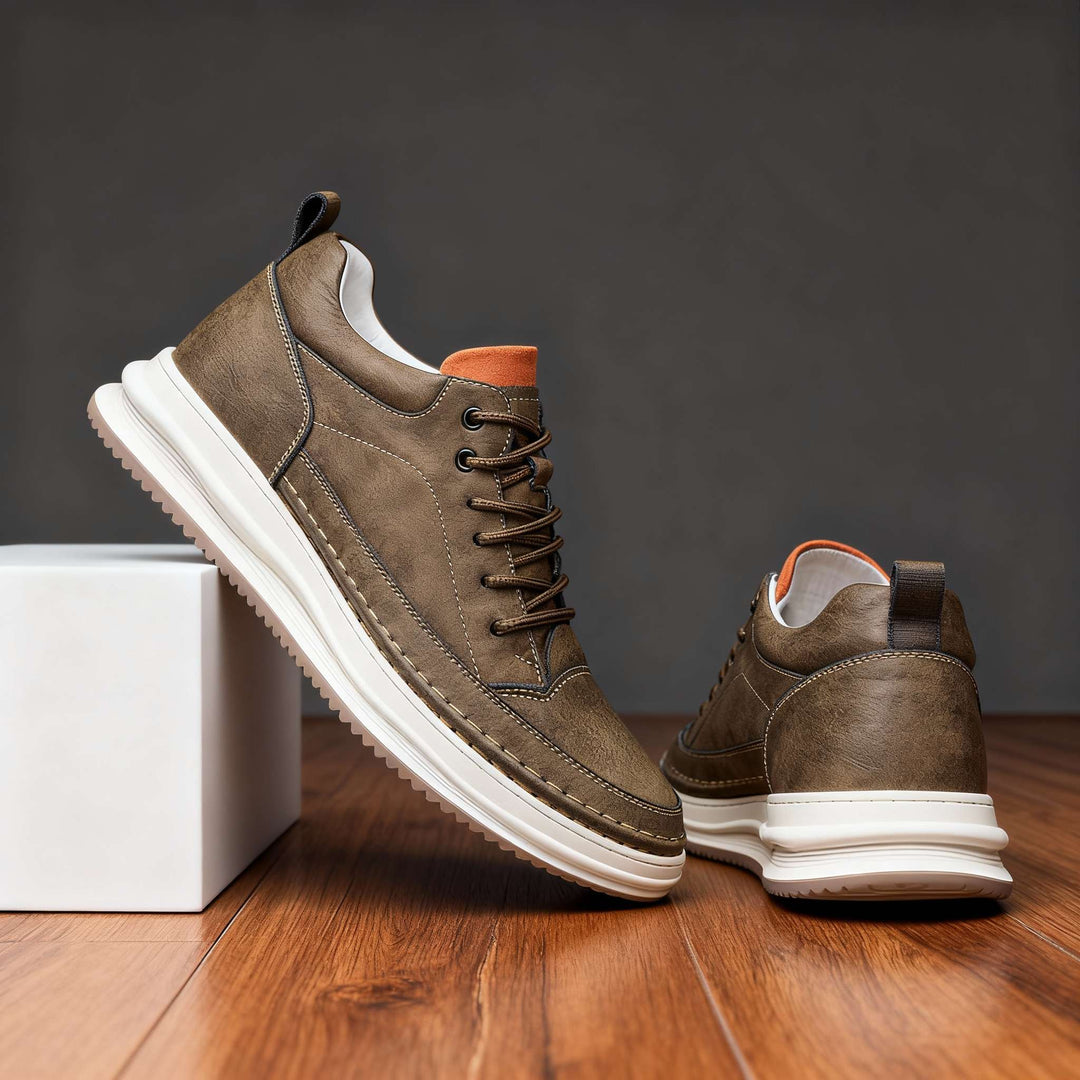 Men's Textured Lace-Up Sneakers with Padded Ankle Support
