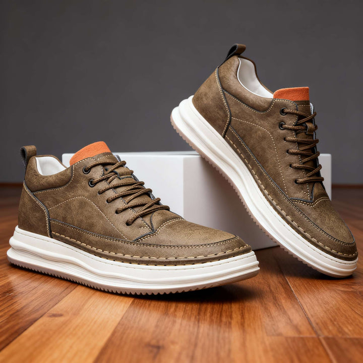 Men's Textured Lace-Up Sneakers with Padded Ankle Support