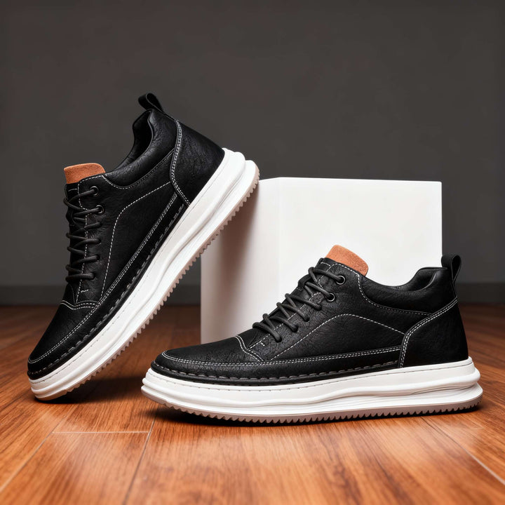 Men's Textured Lace-Up Sneakers with Padded Ankle Support