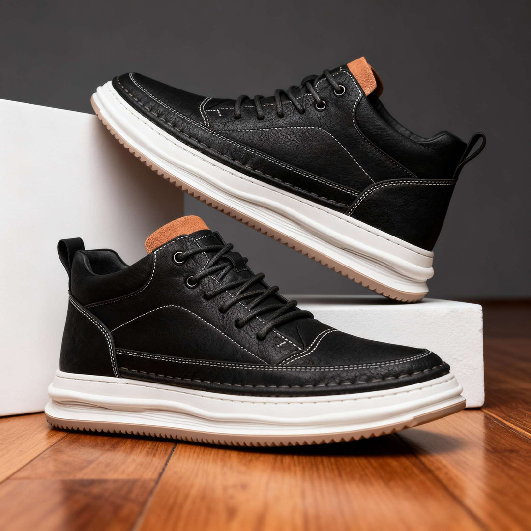 Men's Textured Lace-Up Sneakers with Padded Ankle Support