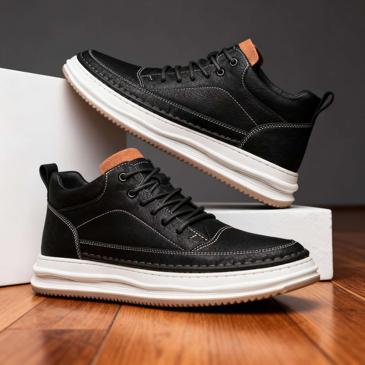 Men's Textured Lace-Up Sneakers with Padded Ankle Support