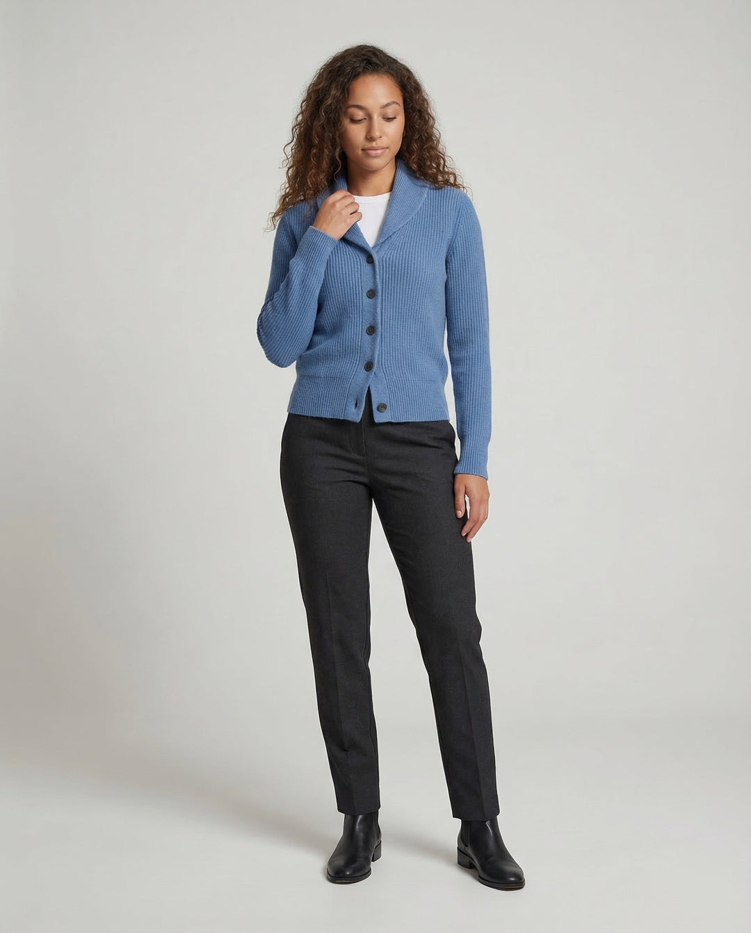 Aurora | Ribbed Shawl Collar Knit Cardigan