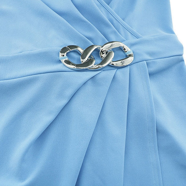 Abigail | Ruched V Neck Midi Cocktail Dress