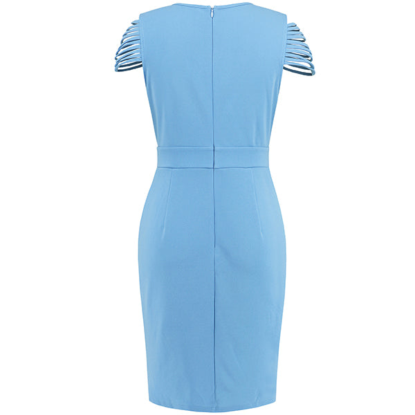 Abigail | Ruched V Neck Midi Cocktail Dress