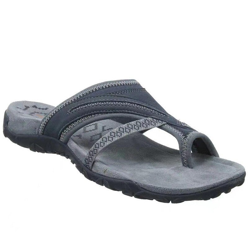 Women's Orthopedic Leather Toe-Post Sandals with Cushioned Footbed