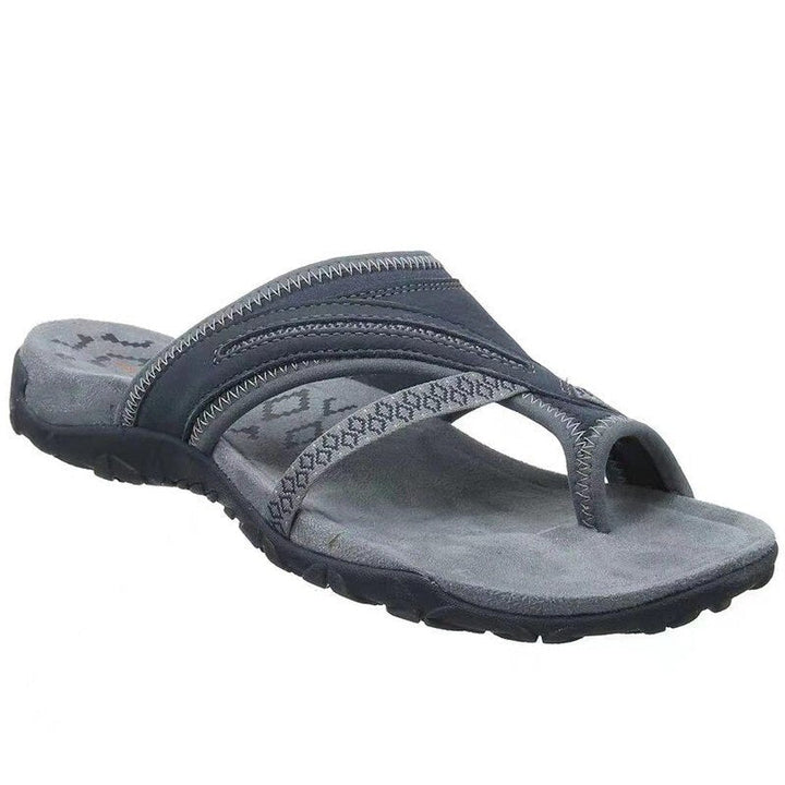 Women's Orthopedic Leather Toe-Post Sandals with Cushioned Footbed