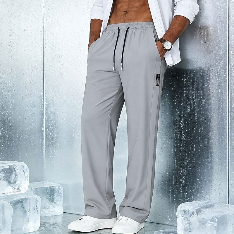 Men's Drawstring Wide-Leg Pants with Elastic Waist